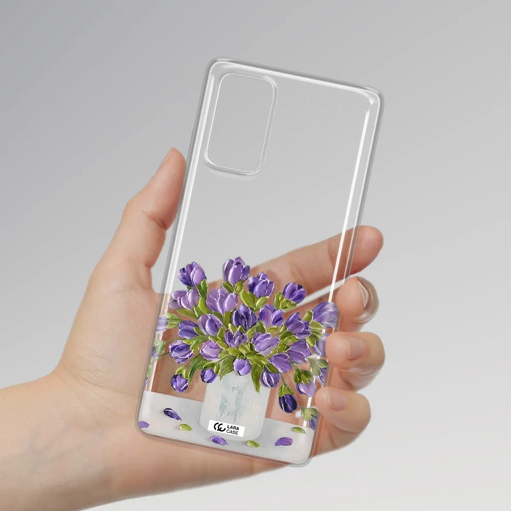 a bunch of purple flowers Samsung Note 20 Clear TPU Case