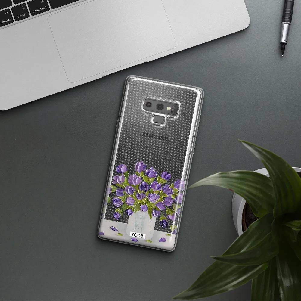 a bunch of purple flowers Samsung Note 9 Clear TPU Case