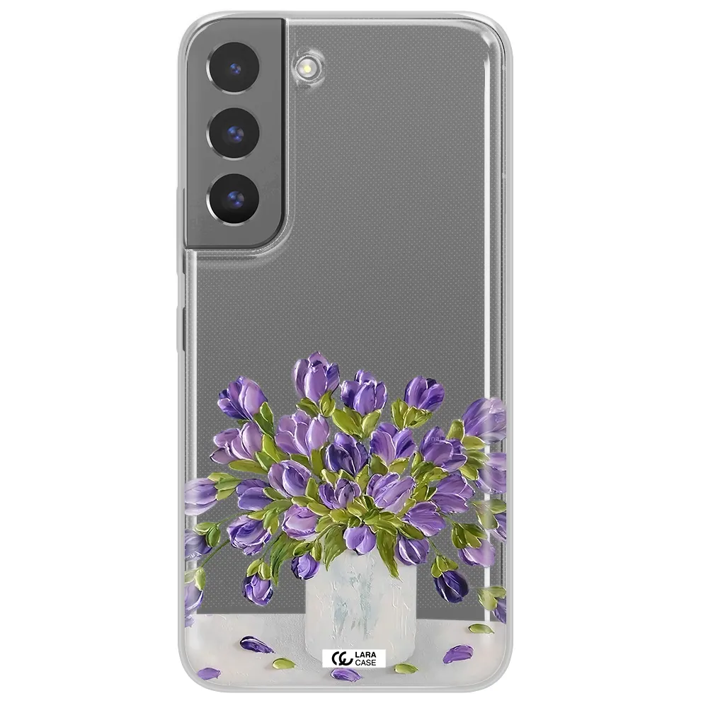 a bunch of purple flowers Samsung S 22 Plus Clear TPU Case