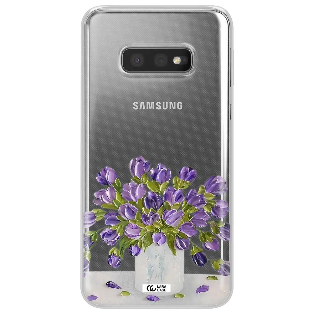 a bunch of purple flowers Samsung S10e Clear TPU Case