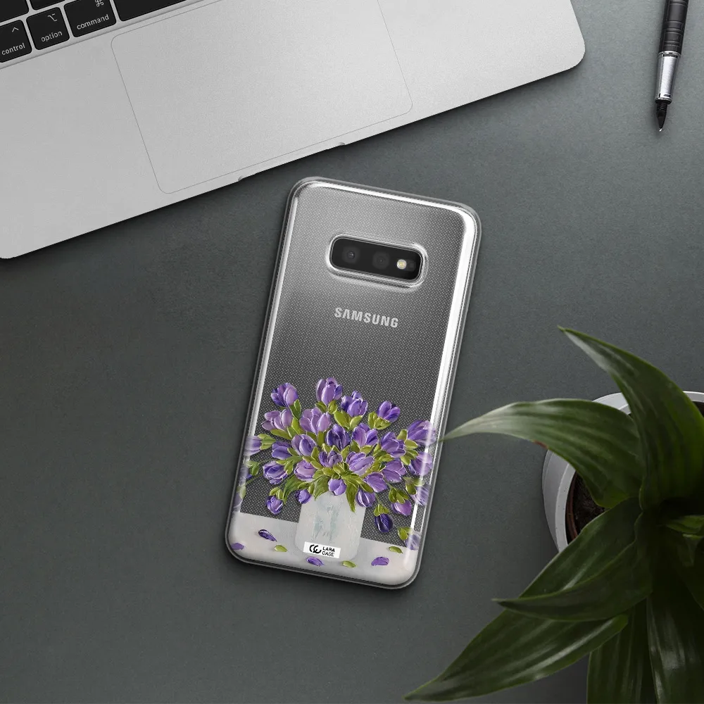 a bunch of purple flowers Samsung S10e Clear TPU Case