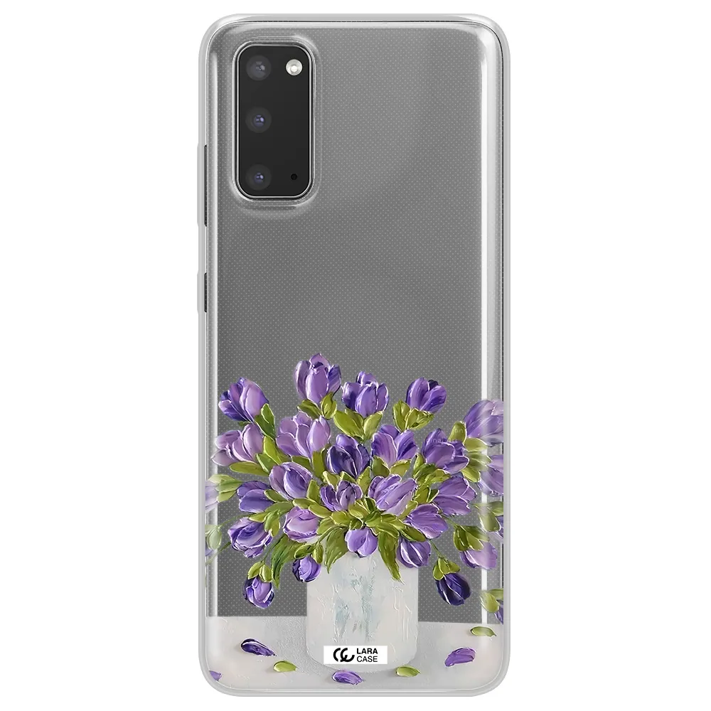 a bunch of purple flowers Samsung S20 Clear TPU Case