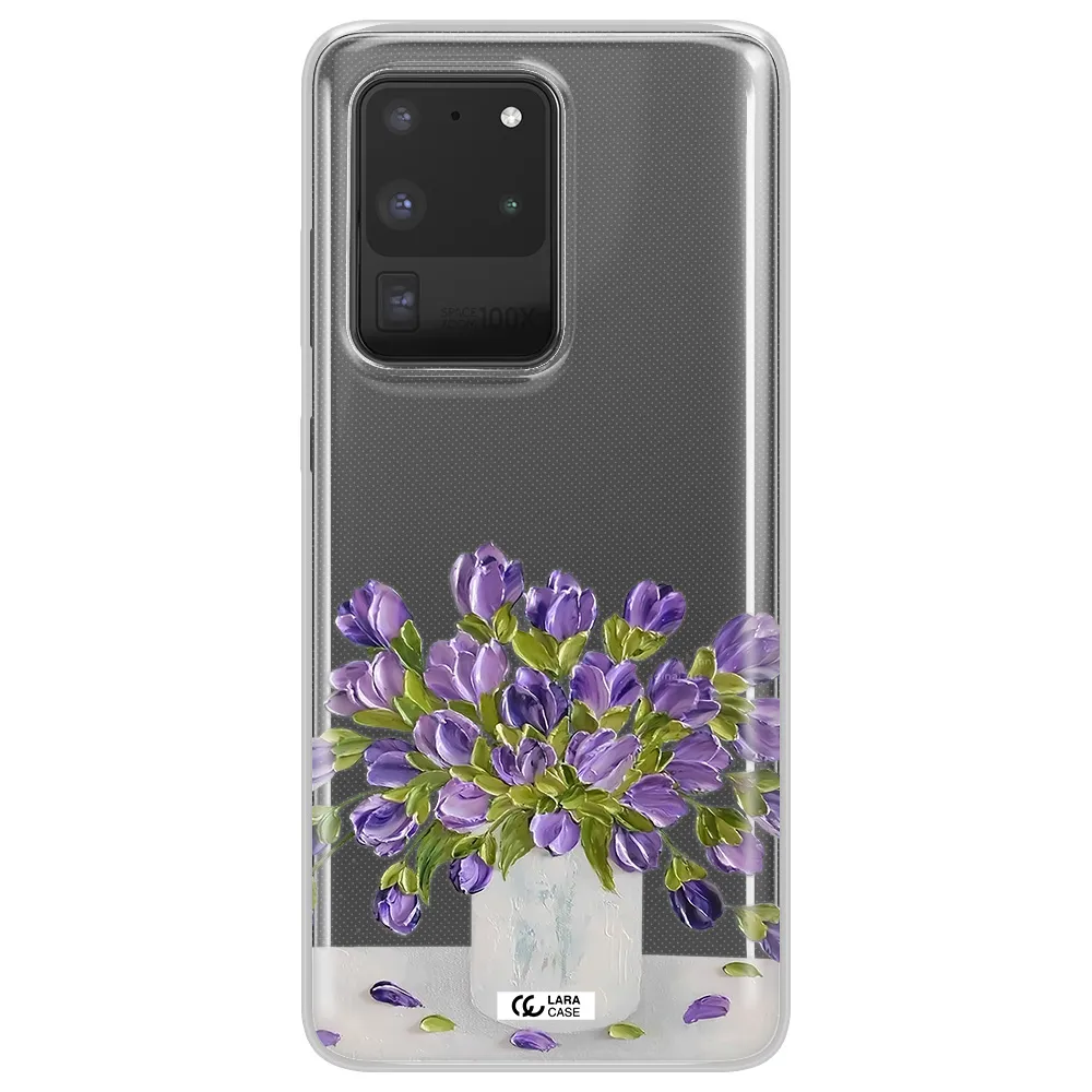 a bunch of purple flowers Samsung S20 Ultra Clear TPU Case