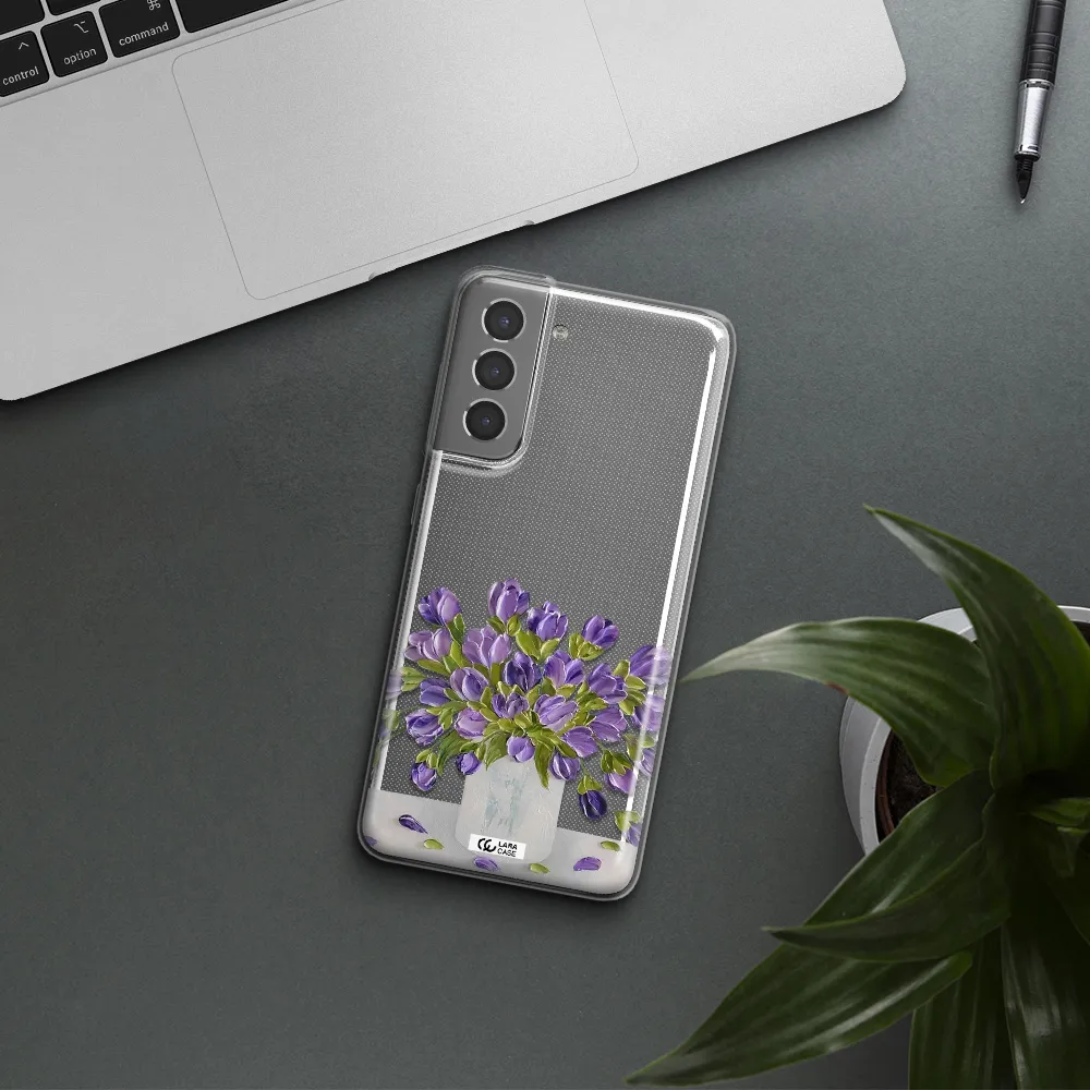 a bunch of purple flowers Samsung S21 Plus Clear TPU Case