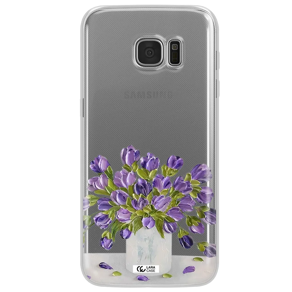 a bunch of purple flowers Samsung S7 Edge Clear TPU Case