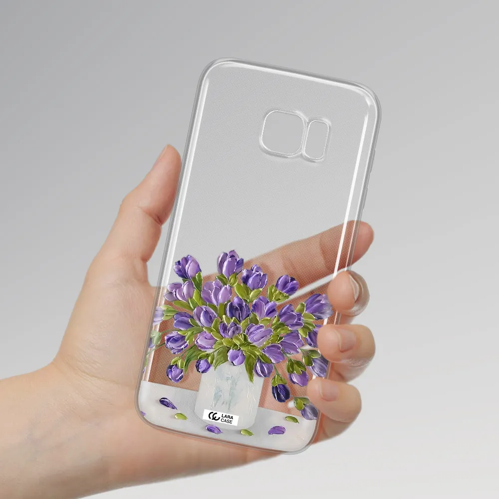 a bunch of purple flowers Samsung S7 Edge Clear TPU Case