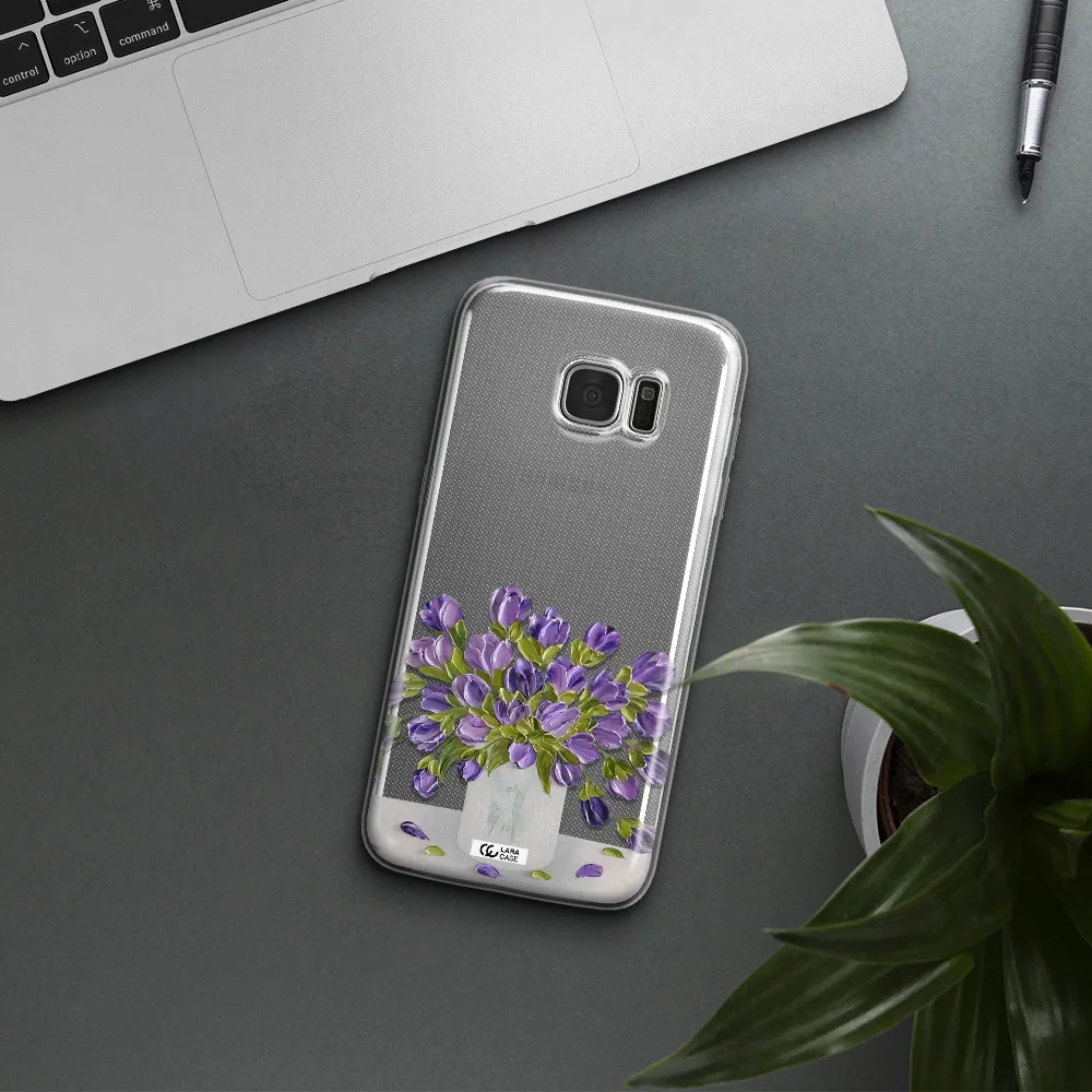 a bunch of purple flowers Samsung S7 Edge Clear TPU Case