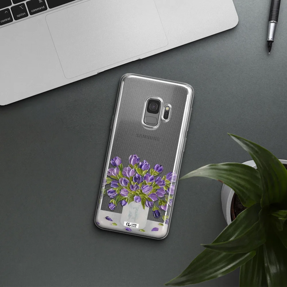 a bunch of purple flowers Samsung S9 Clear TPU Case