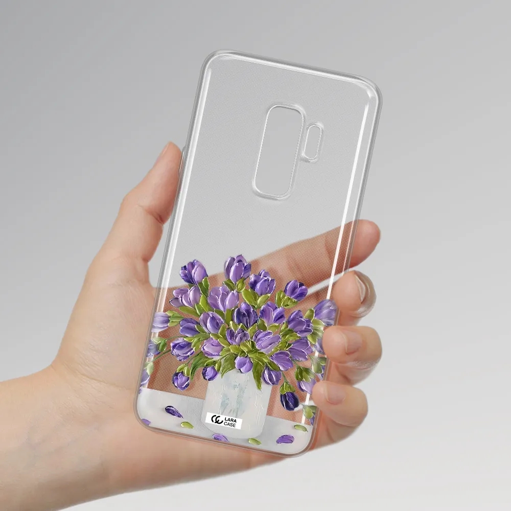 a bunch of purple flowers Samsung S9 Plus Clear TPU Case