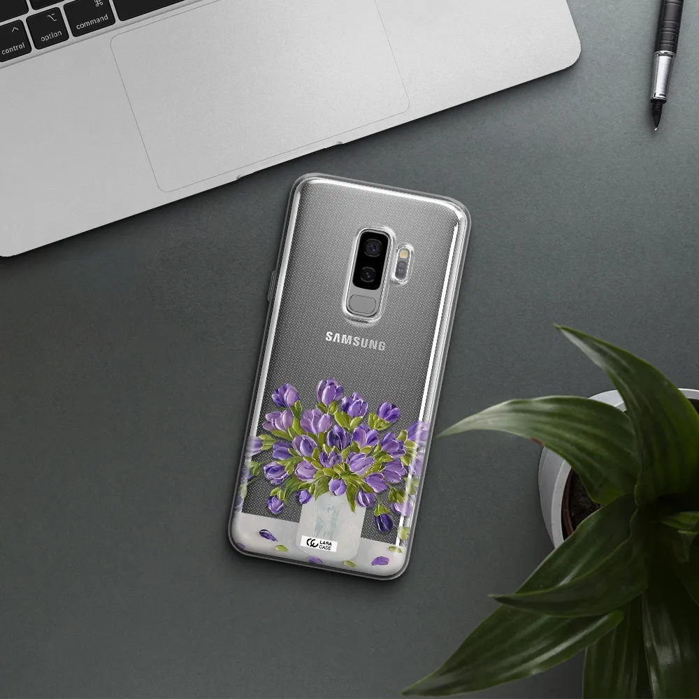 a bunch of purple flowers Samsung S9 Plus Clear TPU Case