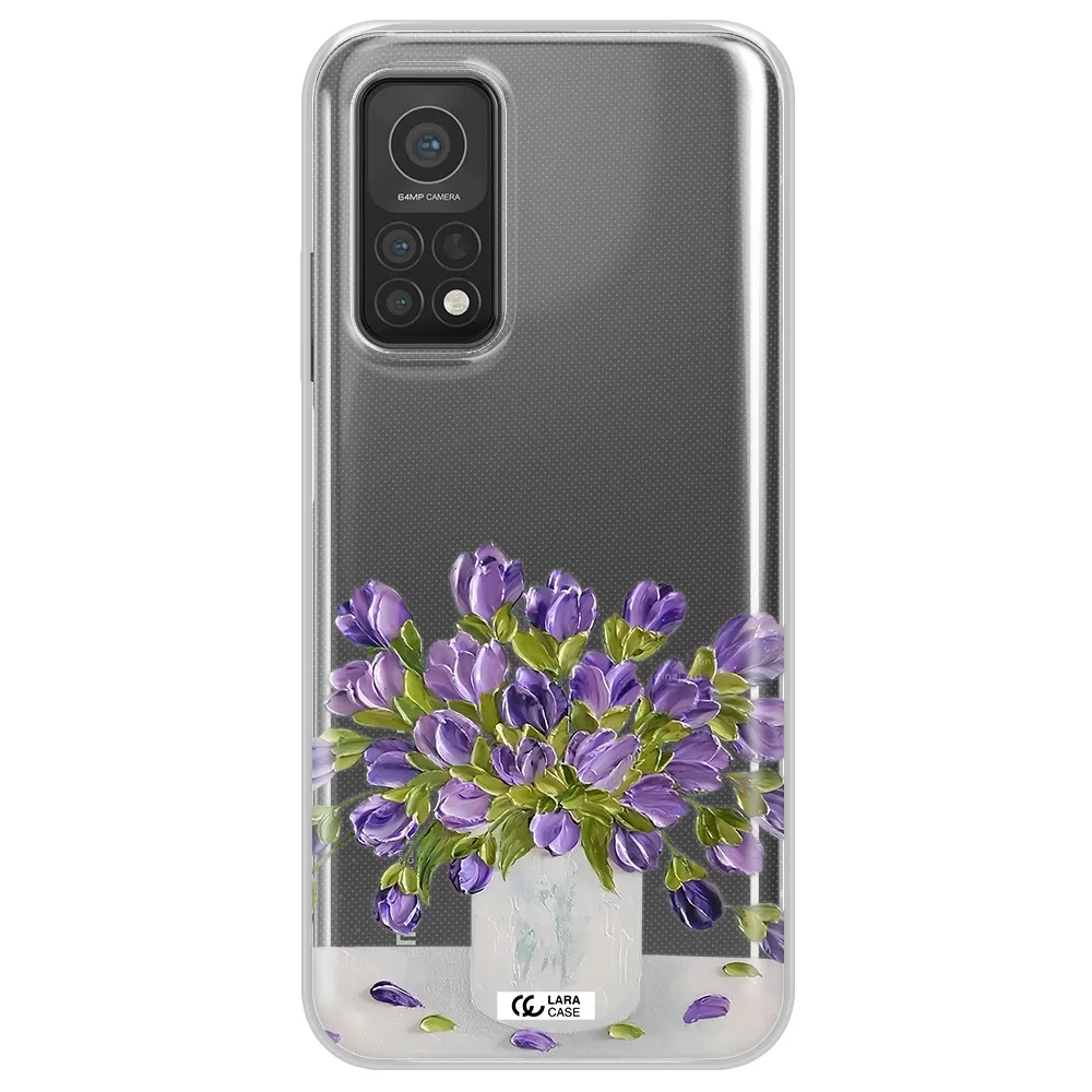 a bunch of purple flowers Xiaomi Mi 10T Clear TPU Case