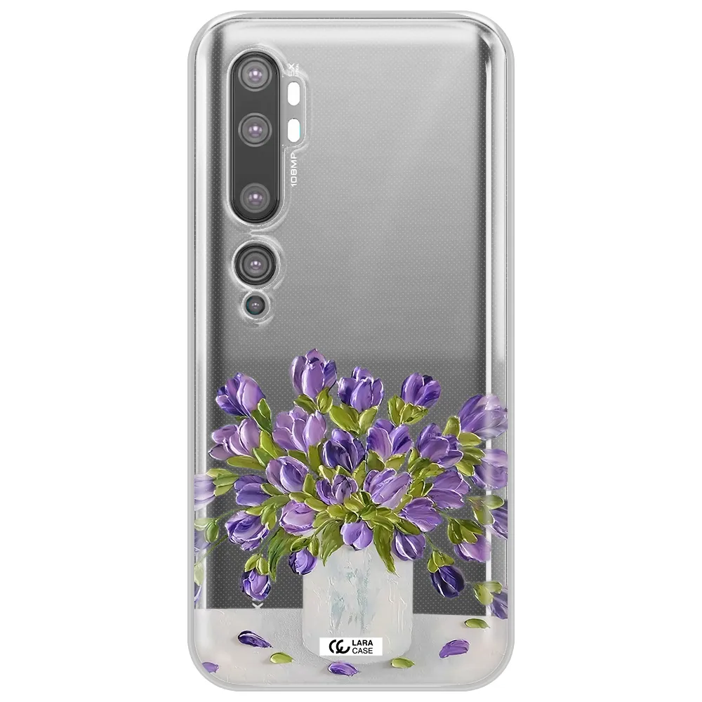 a bunch of purple flowers Xiaomi Mi Note 10 Clear TPU Case