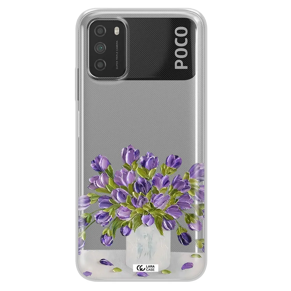 a bunch of purple flowers Xiaomi Poco M3 Clear TPU Case