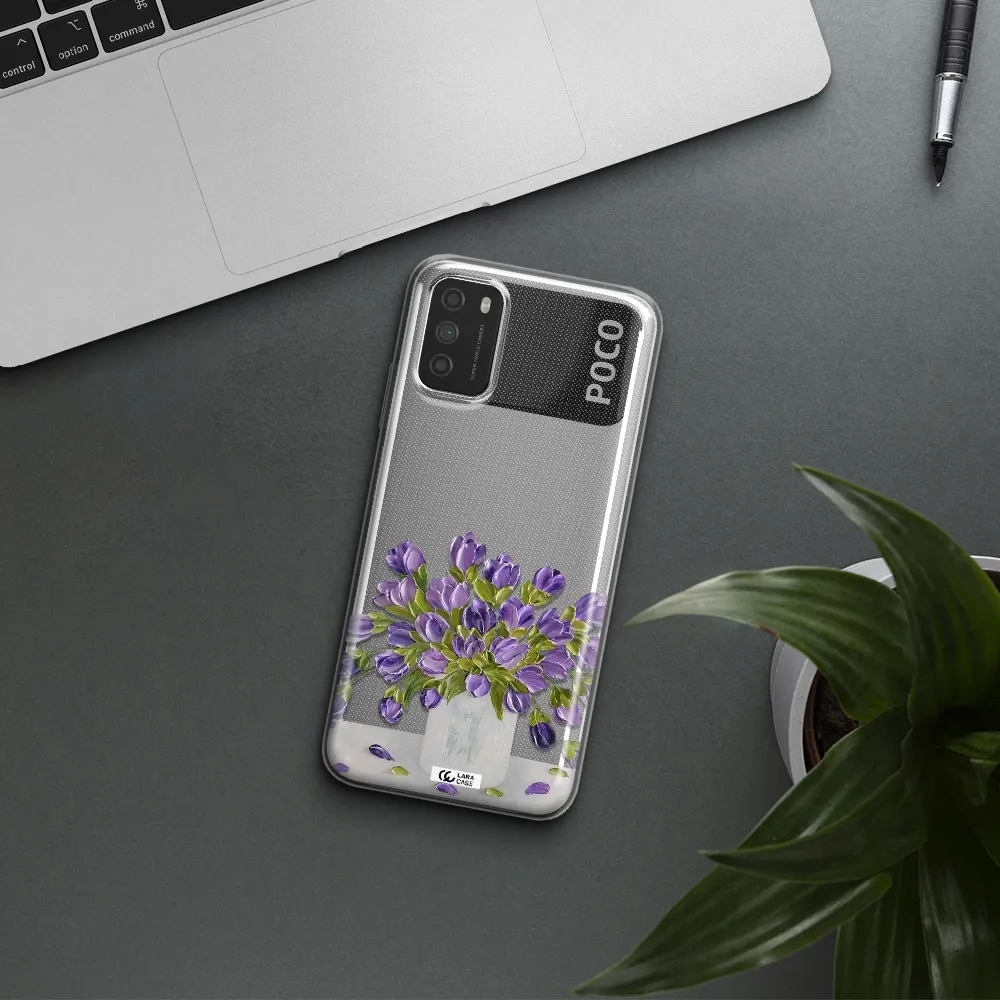a bunch of purple flowers Xiaomi Poco M3 Clear TPU Case