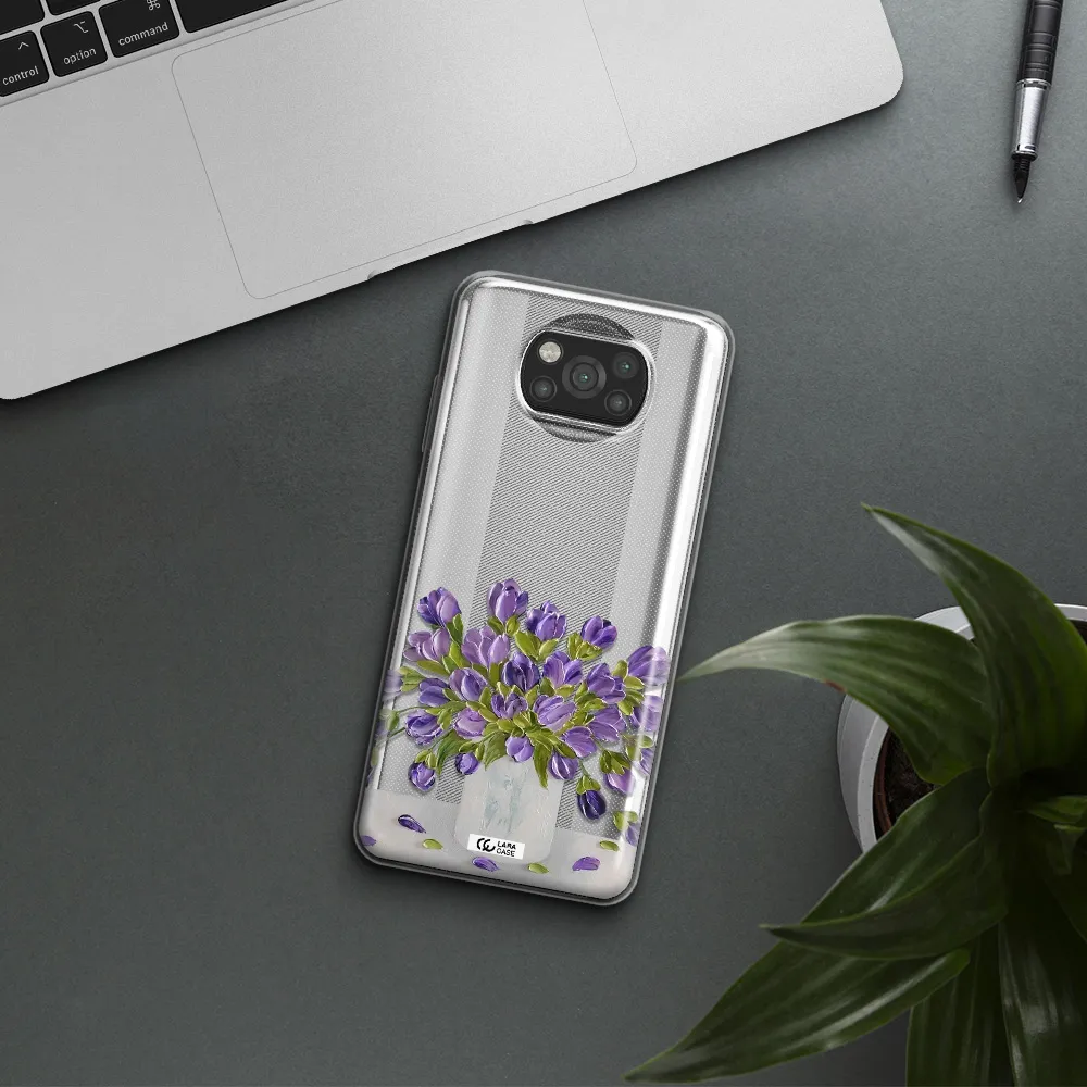 a bunch of purple flowers Xiaomi Poco X3 Clear TPU Case