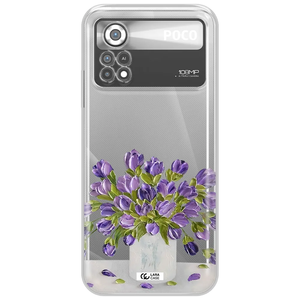 a bunch of purple flowers Xiaomi Poco X4 Pro Clear TPU Case