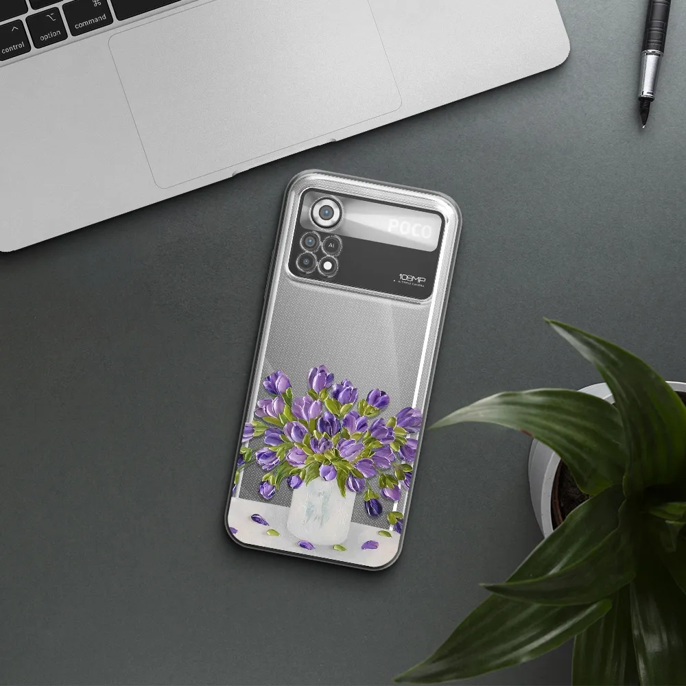 a bunch of purple flowers Xiaomi Poco X4 Pro Clear TPU Case