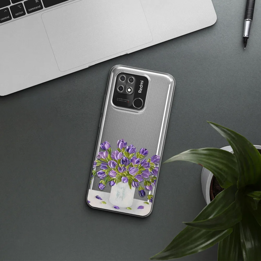 a bunch of purple flowers Xiaomi Redmi 10C Clear TPU Case