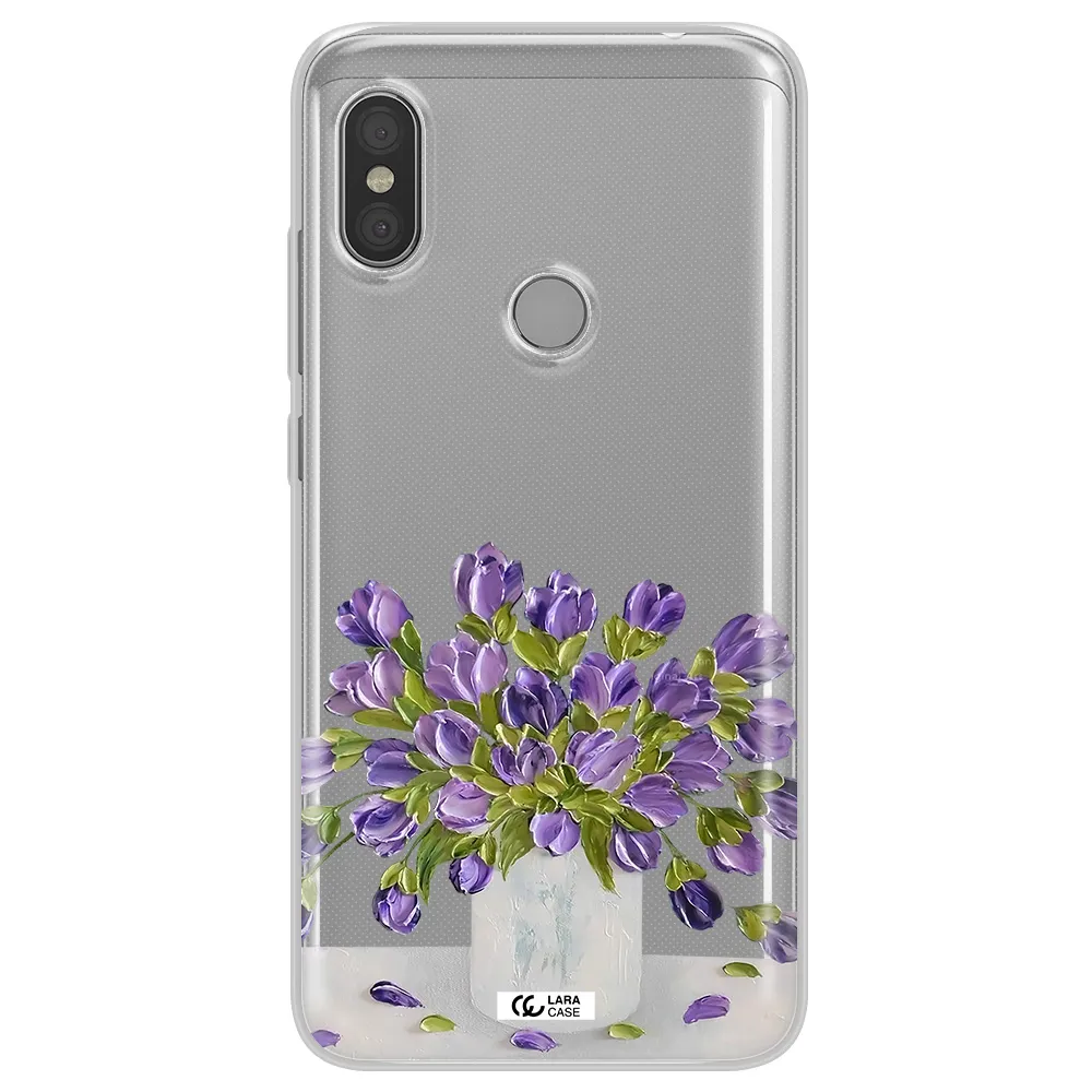 a bunch of purple flowers Xiaomi Redmi Note 6 Pro Clear TPU Case