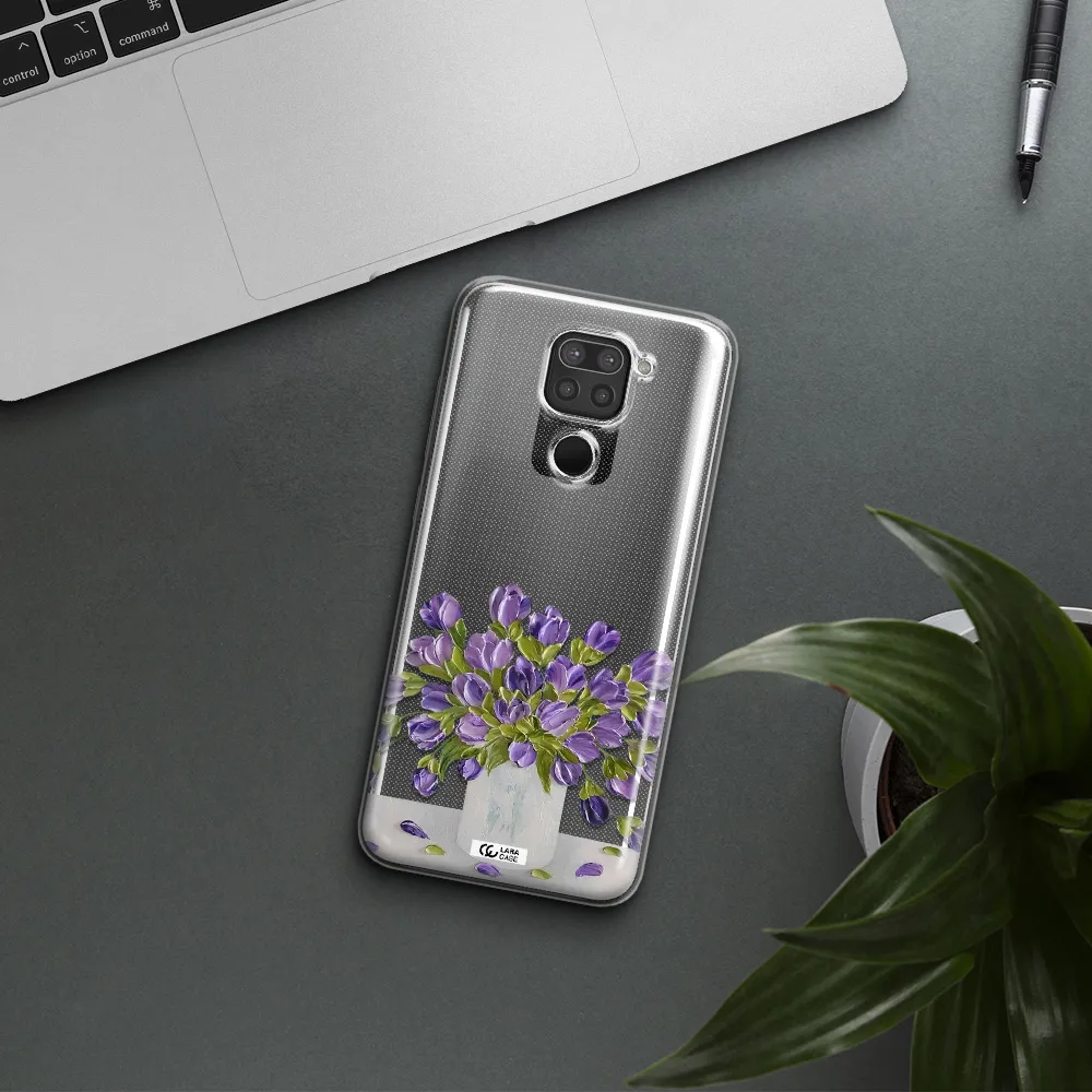 a bunch of purple flowers Xiaomi Redmi Note 9 Clear TPU Case