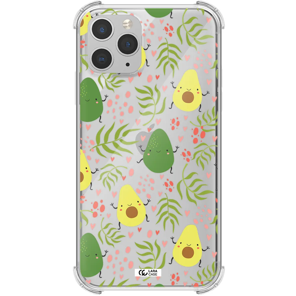 a pattern of avocado and leaves Apple iPhone 11 pro Clear PC Case