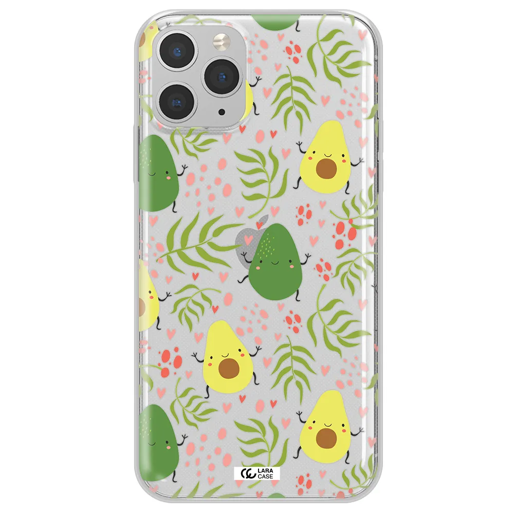 a pattern of avocado and leaves Apple iPhone 11 pro Clear TPU Case