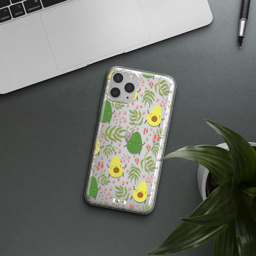 a pattern of avocado and leaves Apple iPhone 11 pro Clear TPU Case