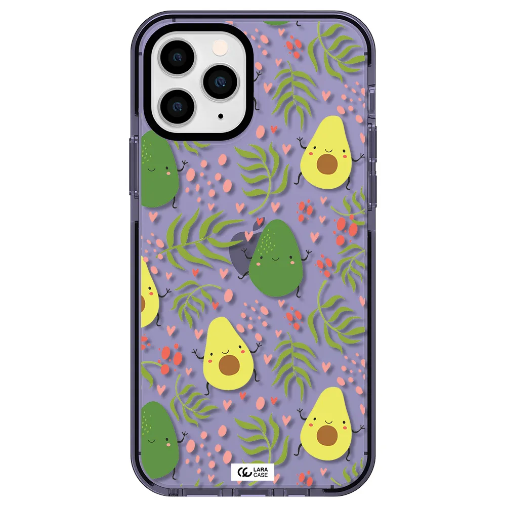 a pattern of avocado and leaves Apple iPhone 11 pro impact Lilac Case