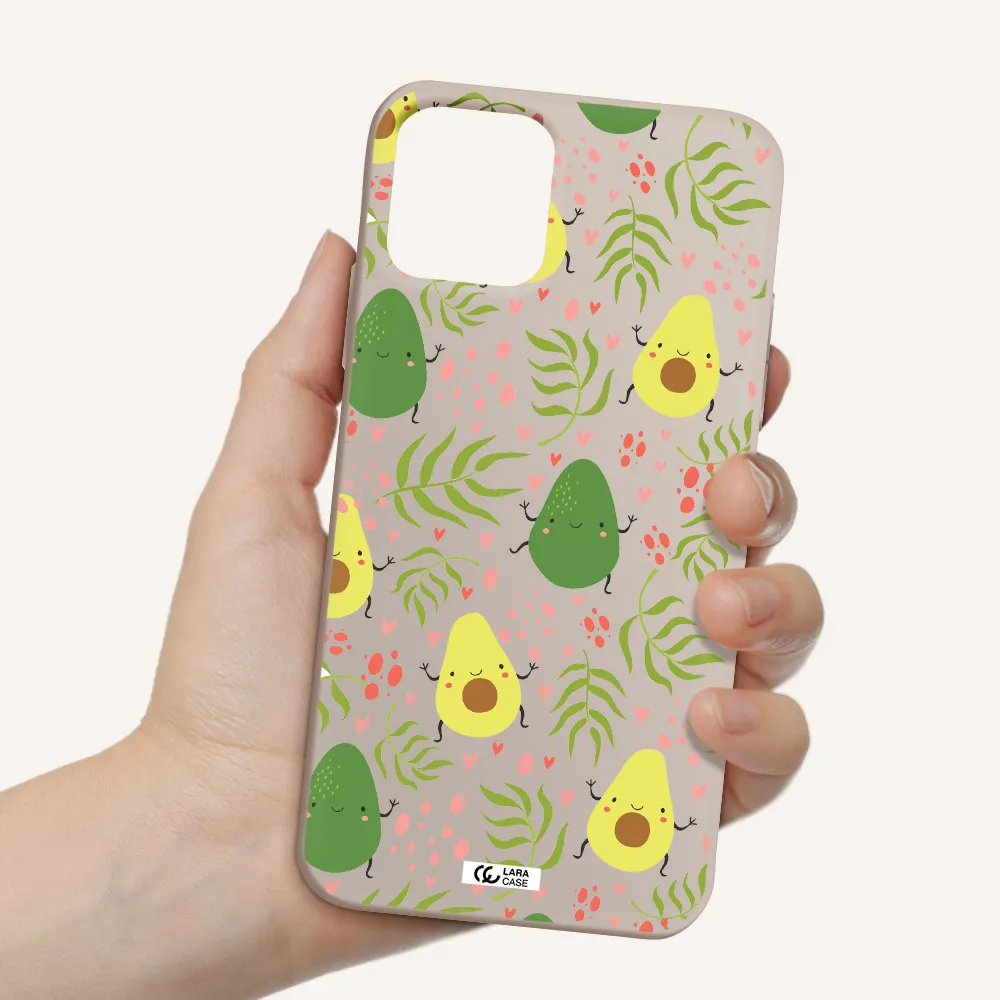 a pattern of avocado and leaves Apple iPhone 11 pro max Silicone Stone Case