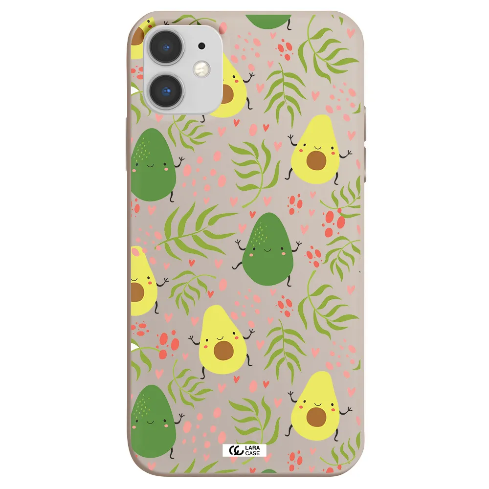 a pattern of avocado and leaves Apple iPhone 11 Silicone Stone Case