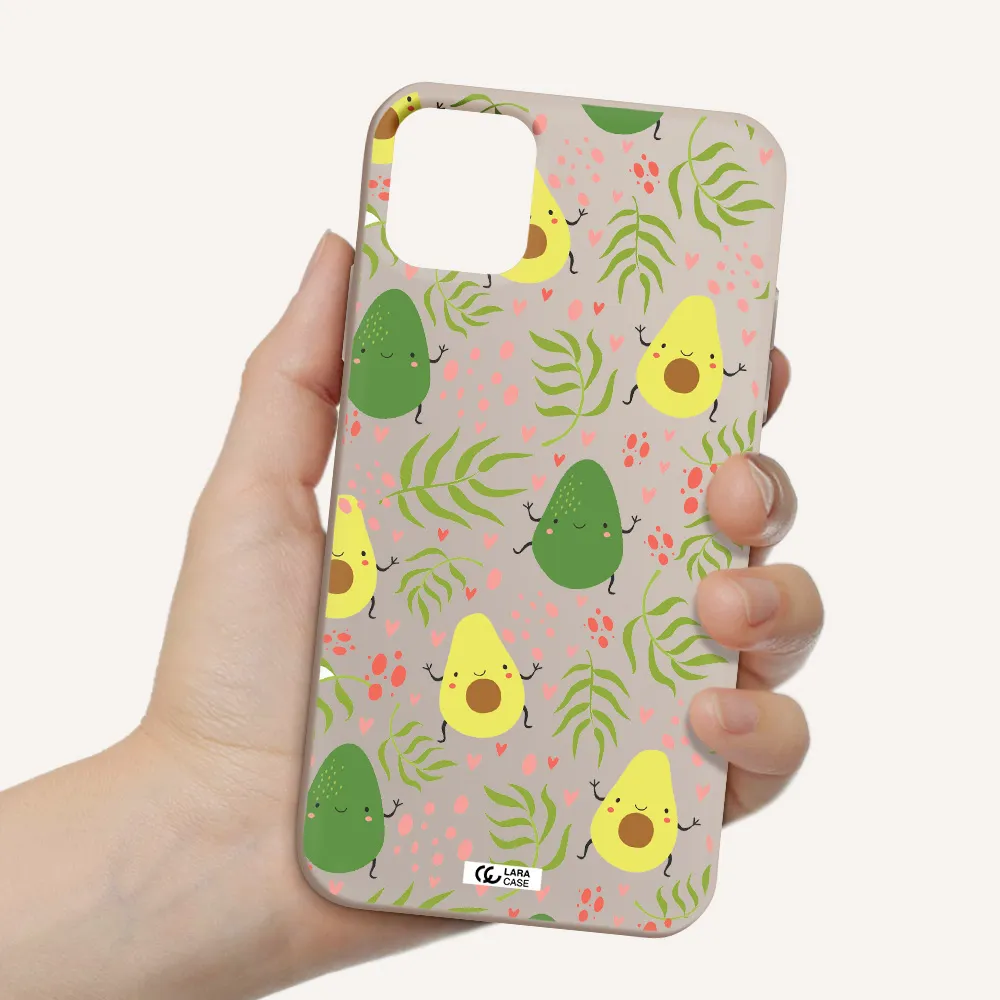 a pattern of avocado and leaves Apple iPhone 11 Silicone Stone Case