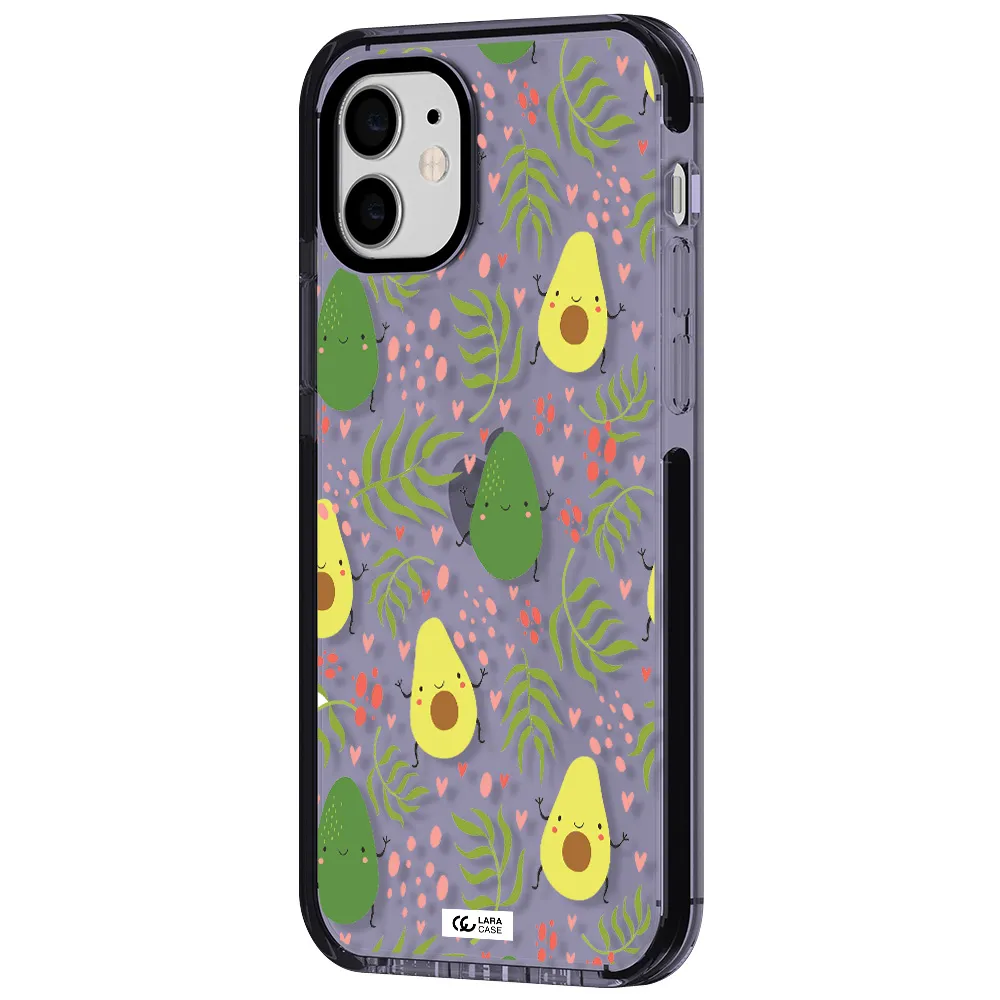 a pattern of avocado and leaves Apple iPhone 12 impact Lilac Case