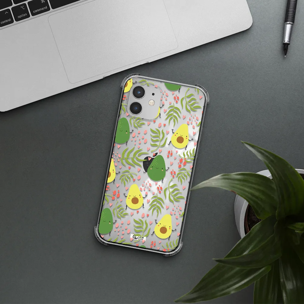 a pattern of avocado and leaves Apple iPhone 12 mini Clear PC Case