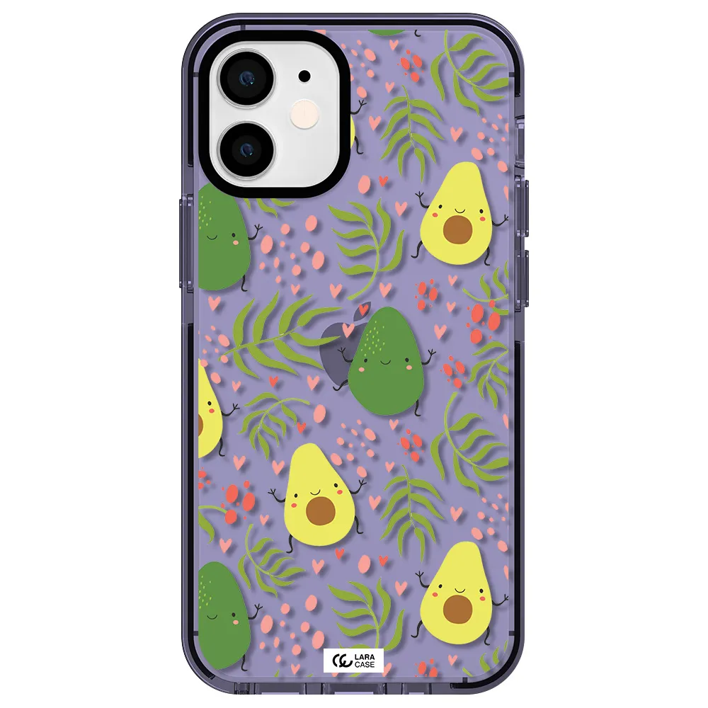 a pattern of avocado and leaves Apple iPhone 12 mini impact Lilac Case