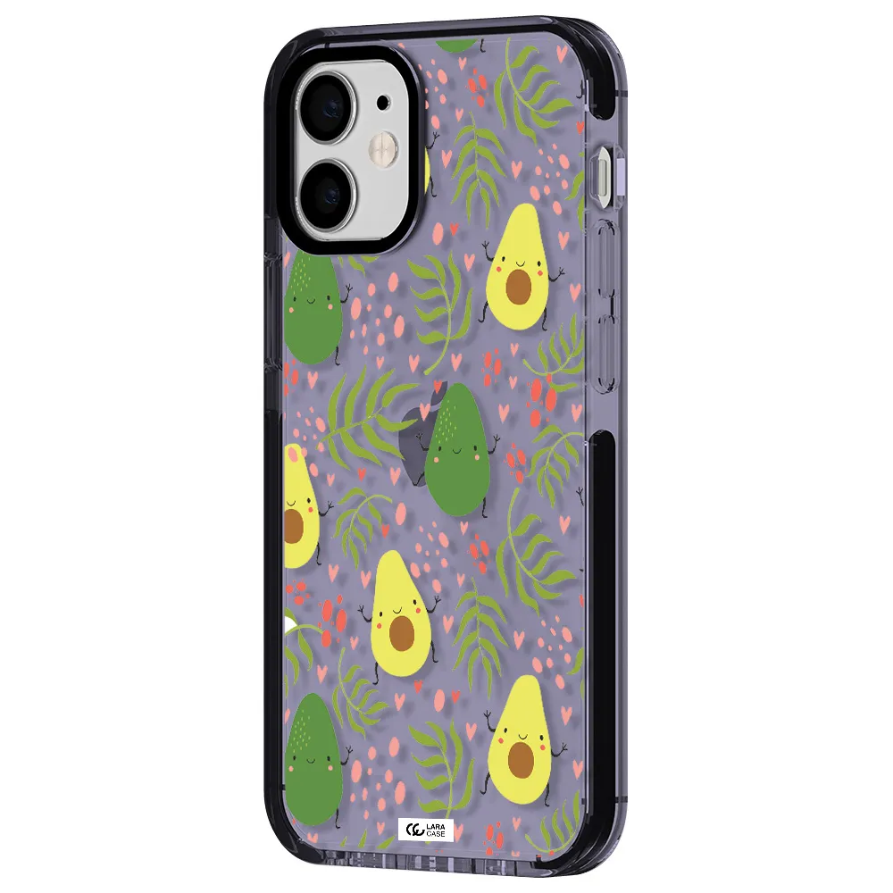 a pattern of avocado and leaves Apple iPhone 12 mini impact Lilac Case