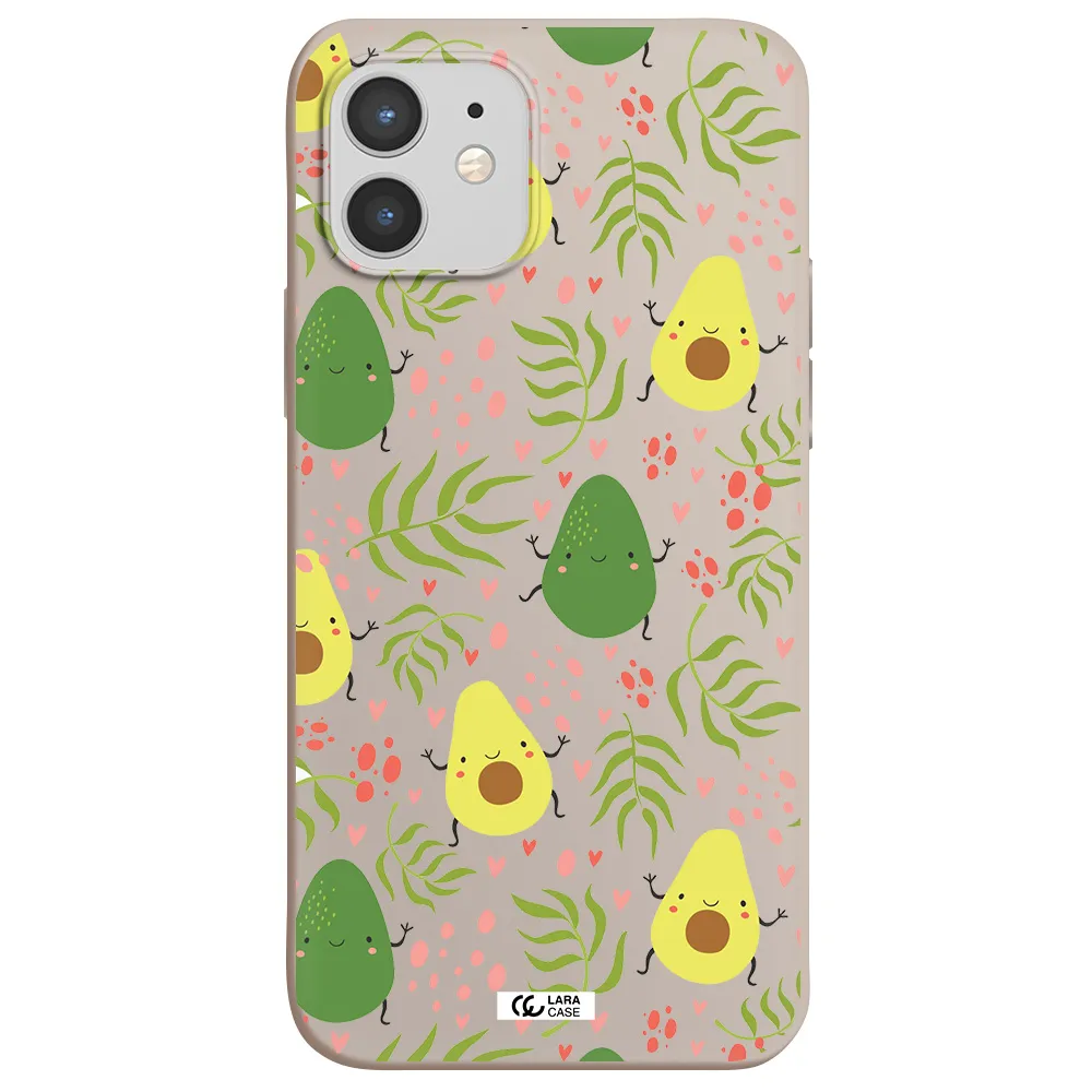 a pattern of avocado and leaves Apple iPhone 12 mini Silicone Stone Case