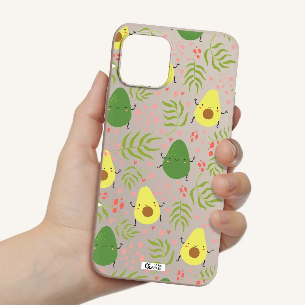 a pattern of avocado and leaves Apple iPhone 12 mini Silicone Stone Case
