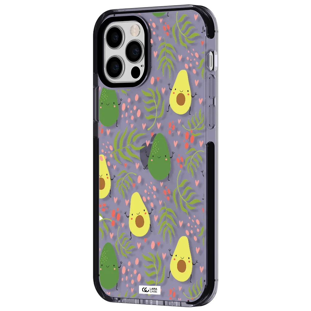 a pattern of avocado and leaves Apple iPhone 12 pro impact Lilac Case