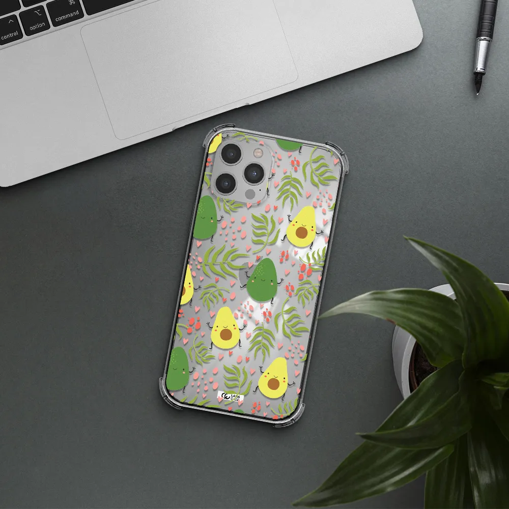 a pattern of avocado and leaves Apple iPhone 12 pro max Clear PC Case