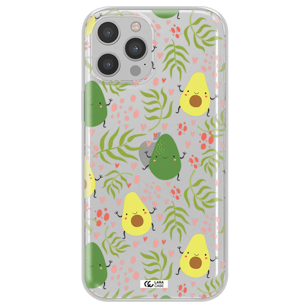 a pattern of avocado and leaves Apple iPhone 12 pro max Clear TPU Case