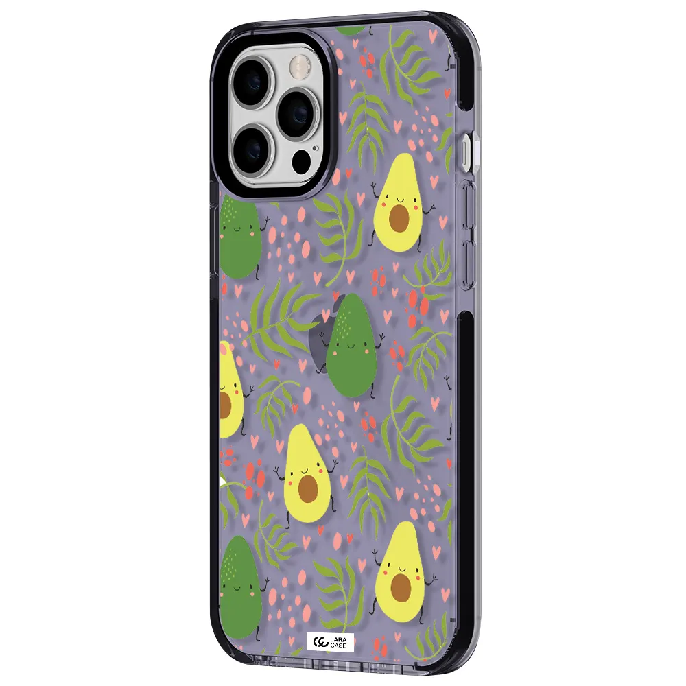 a pattern of avocado and leaves Apple iPhone 12 pro max impact Lilac Case