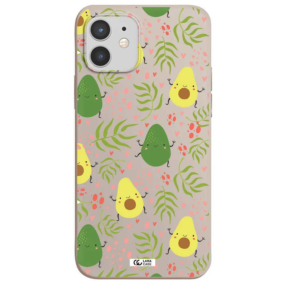 a pattern of avocado and leaves Apple iPhone 12 Silicone Stone Case