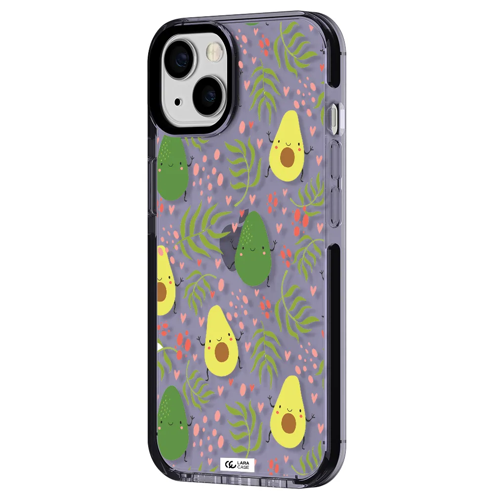 a pattern of avocado and leaves Apple iPhone 13 impact Lilac Case