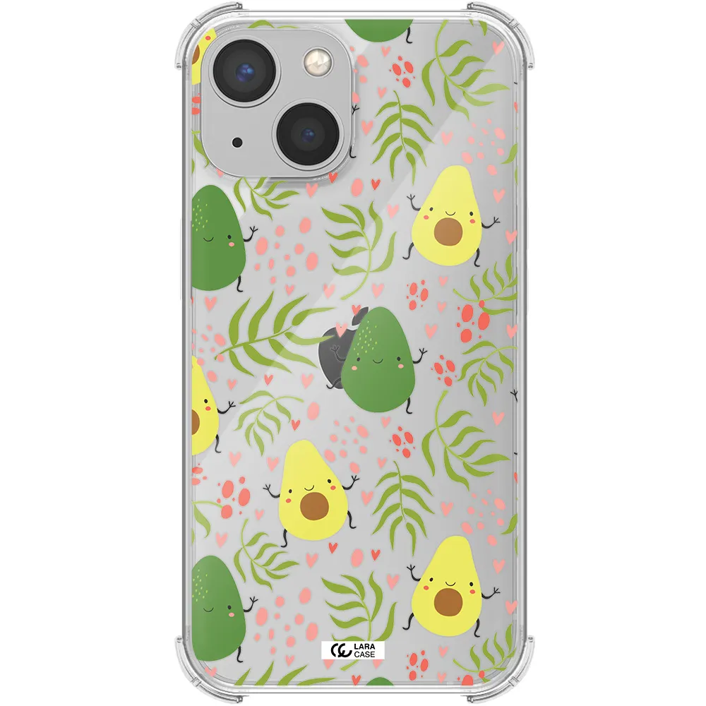 a pattern of avocado and leaves Apple iPhone 13 mini Clear PC Case