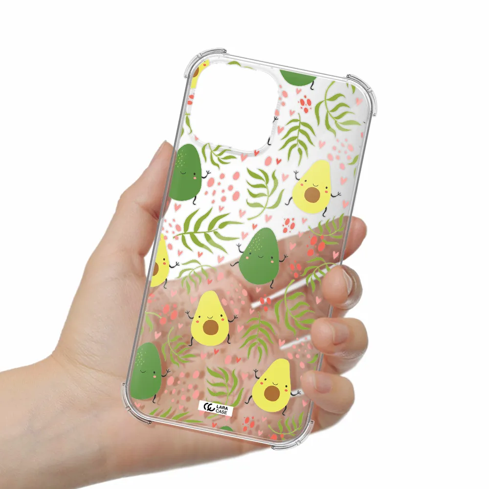 a pattern of avocado and leaves Apple iPhone 13 mini Clear PC Case