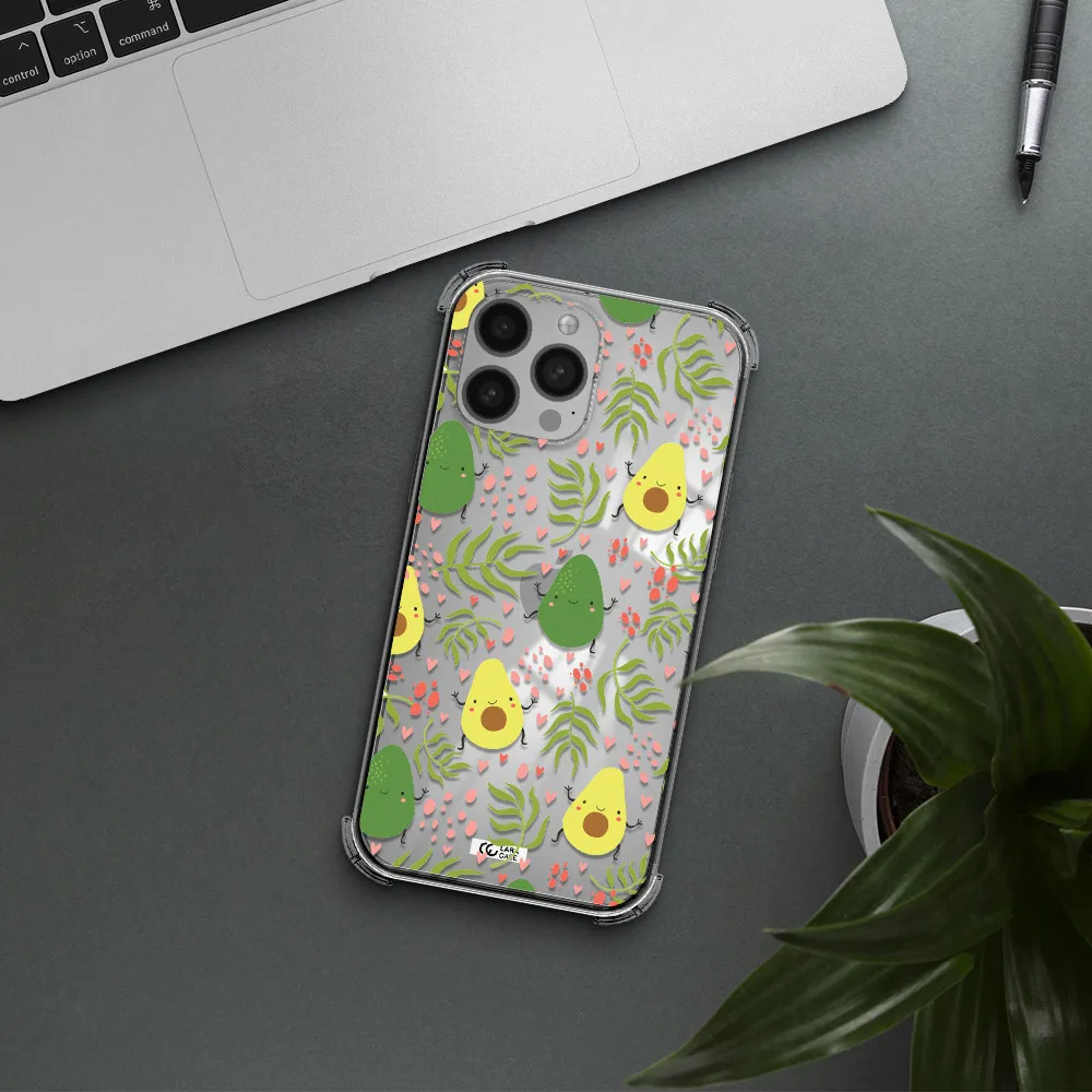 a pattern of avocado and leaves Apple iPhone 13 Pro Clear PC Case