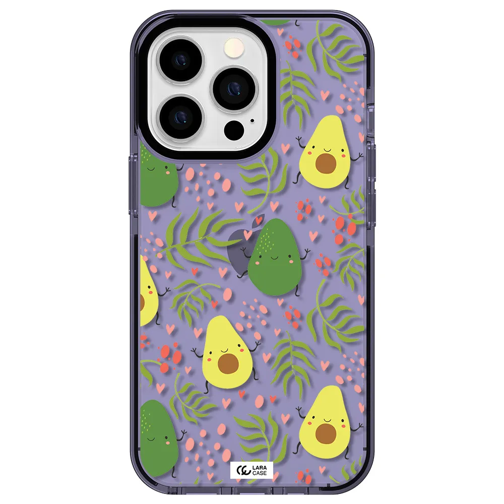 a pattern of avocado and leaves Apple iPhone 13 Pro impact Lilac Case