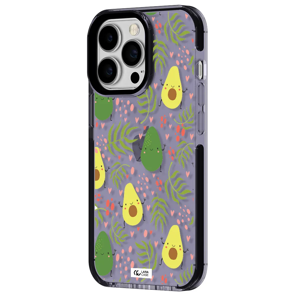 a pattern of avocado and leaves Apple iPhone 13 Pro impact Lilac Case