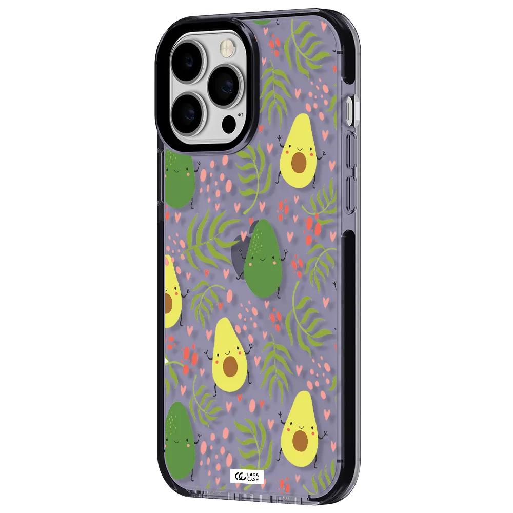 a pattern of avocado and leaves Apple iPhone 13 Pro Max impact Lilac Case