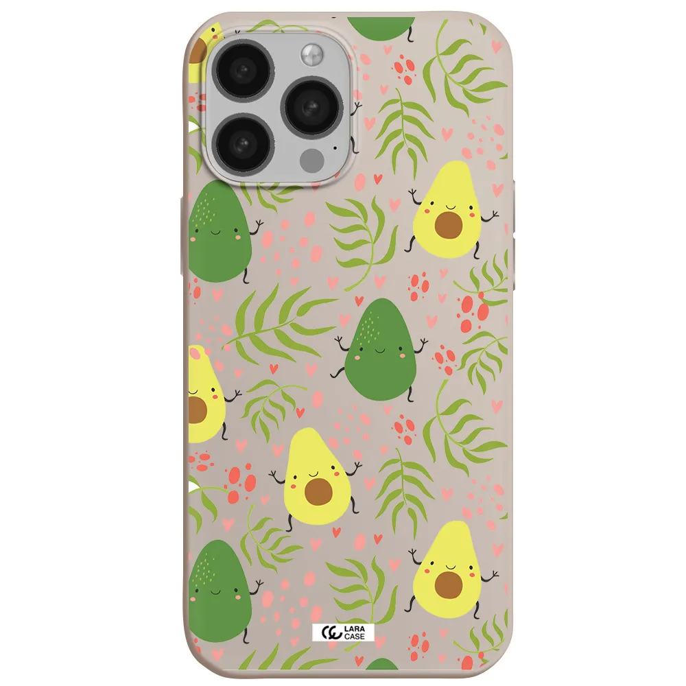 a pattern of avocado and leaves Apple iPhone 13 Pro Silicone Stone Case